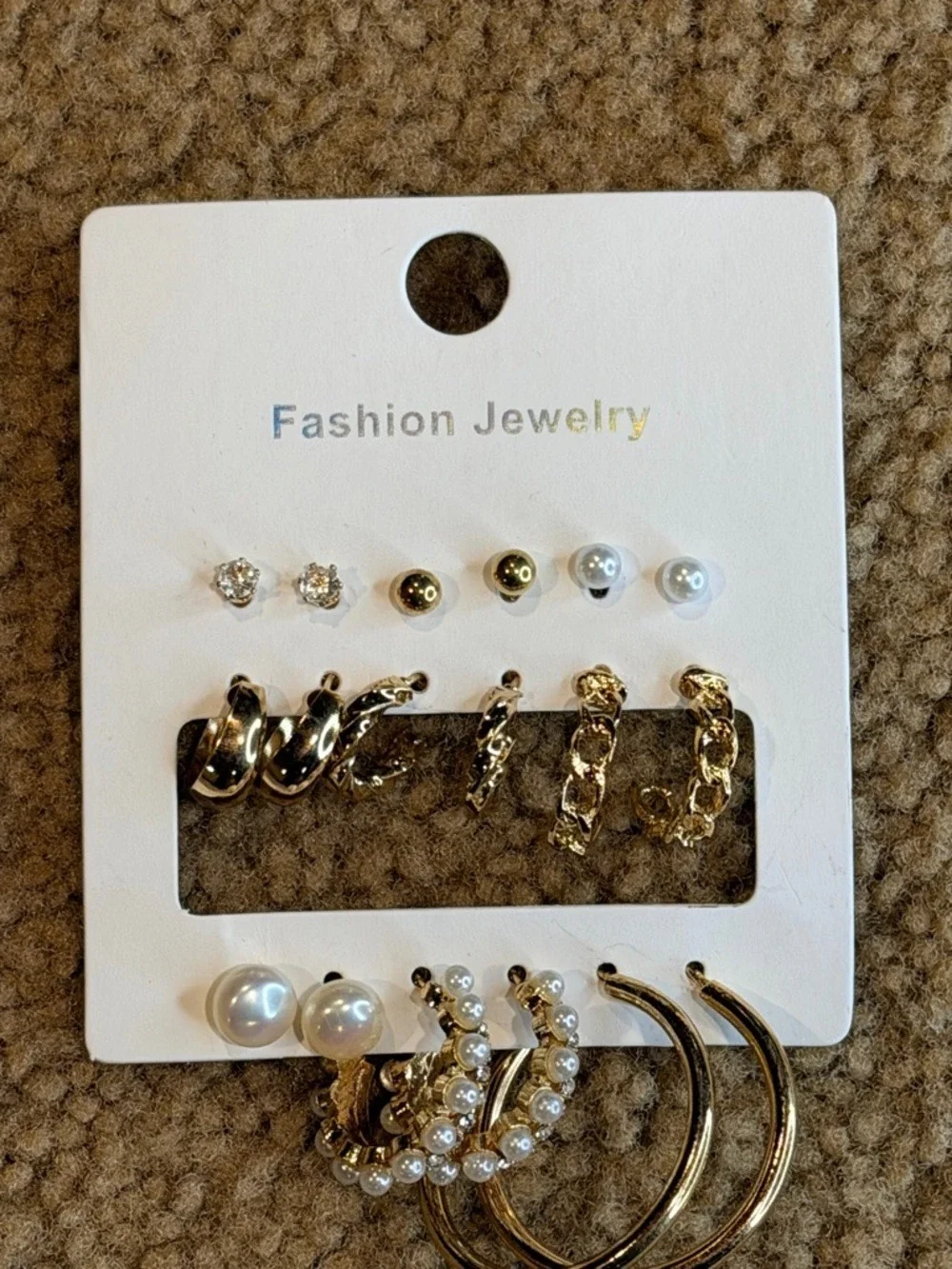 Fashion Jewelry Gold White Pearl Earring Set Assorted Styles